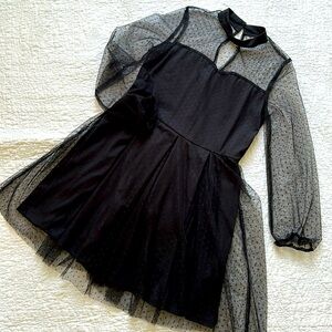 Girls 11/12y Black dress with mesh overlay